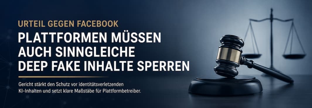 Urteil gegen Facebook: Plattformen müssen auch sinngleiche Deep-Fake-Inhalte sperren